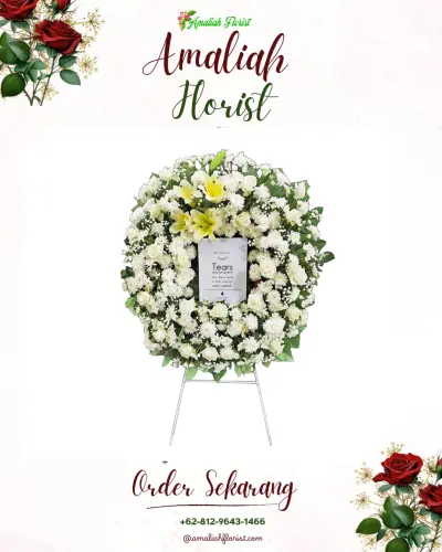 Krans Bunga Duka Cita di Gedung Serbaguna Cazamora Bekasi
